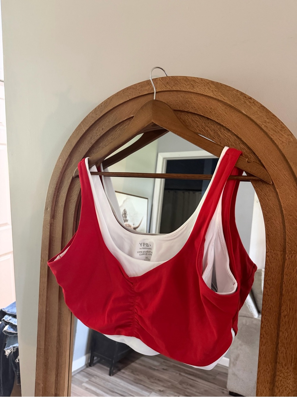 Abercrombie & Fitch Red and White Sports Bra